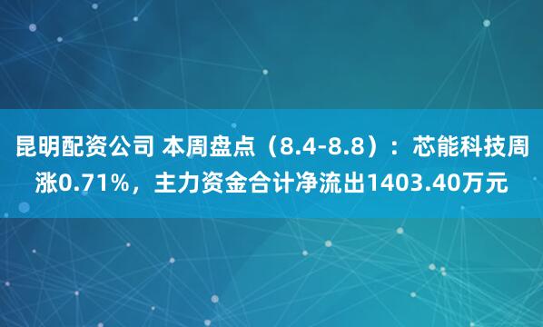 昆明配资公司 本周盘点（8.4-8.8）：芯能科技周涨0.71%，主力资金合计净流出1403.40万元